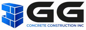G&G Concrete Inc logo with blue blocks and black text for concrete services.